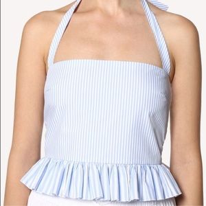 Red Valentino | Striped Cotton Poplin Cropped Top